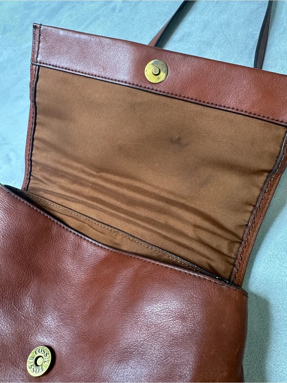 Vintage Fossil Willow Brown Leather Crossbody Handbag with Top Handle